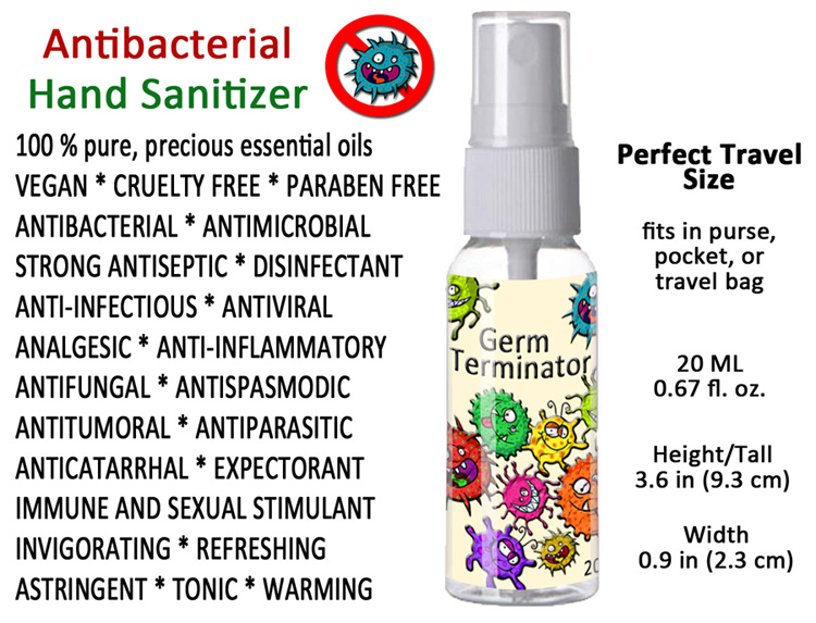 Germ Terminator Sanitizer, Antibacterial, & Pain Killer Spray